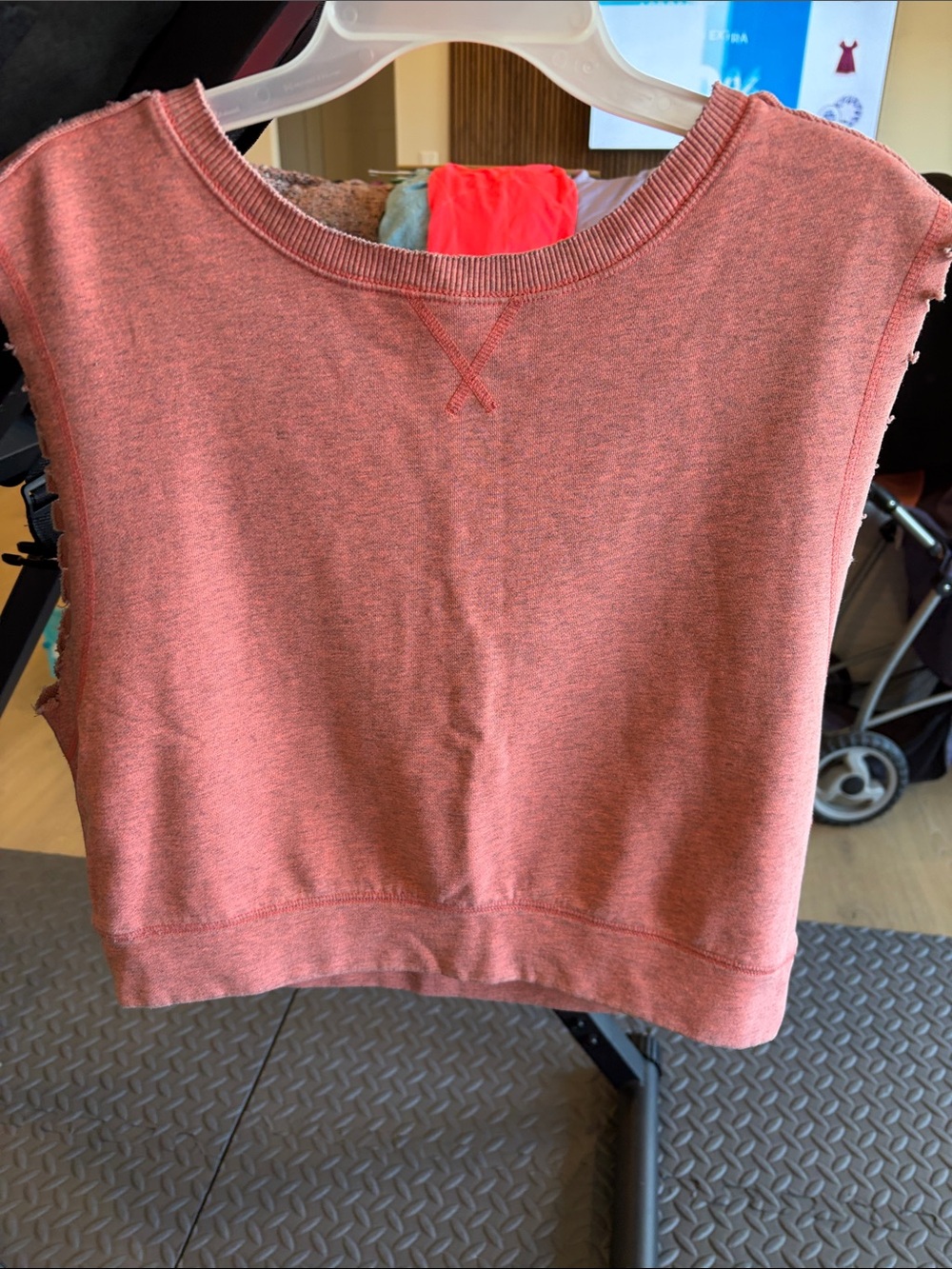 Free People Cropped Sleeveless Sweatshirt in Dusty Rose